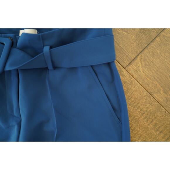 Via Masani 80 High Rise Wide Leg Belted Trouser Pants Blue Womens Size 44 - Picture 3 of 7